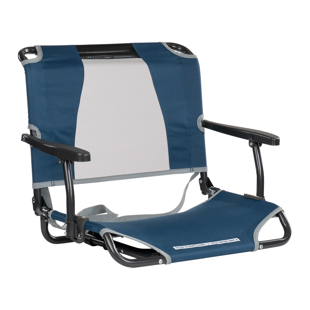 Ultra-Lightweight Big Comfort Stadium Chair with Armrests - Choice 465 - Bleacher-Friendly Stadium Chair with Back Support - Navy