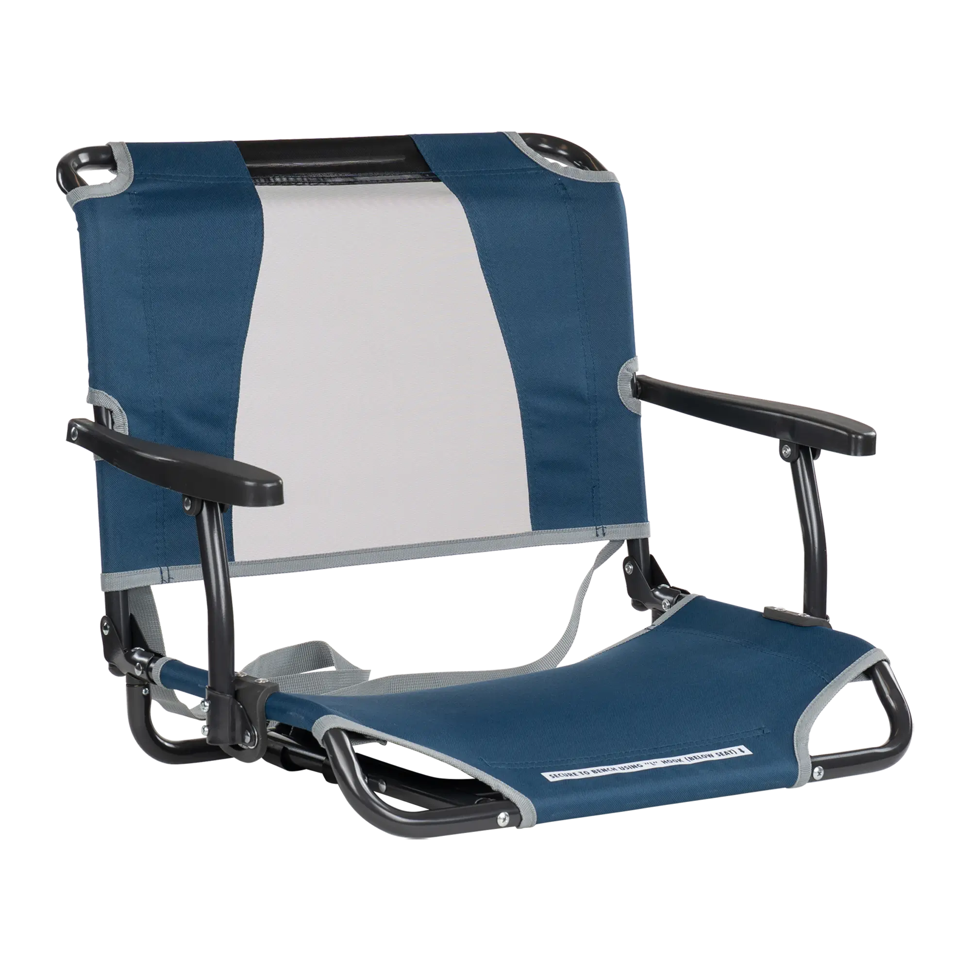 Ultra-Lightweight Big Comfort Stadium Chair with Armrests - Choice 465 - Bleacher-Friendly Stadium Chair with Back Support - Navy