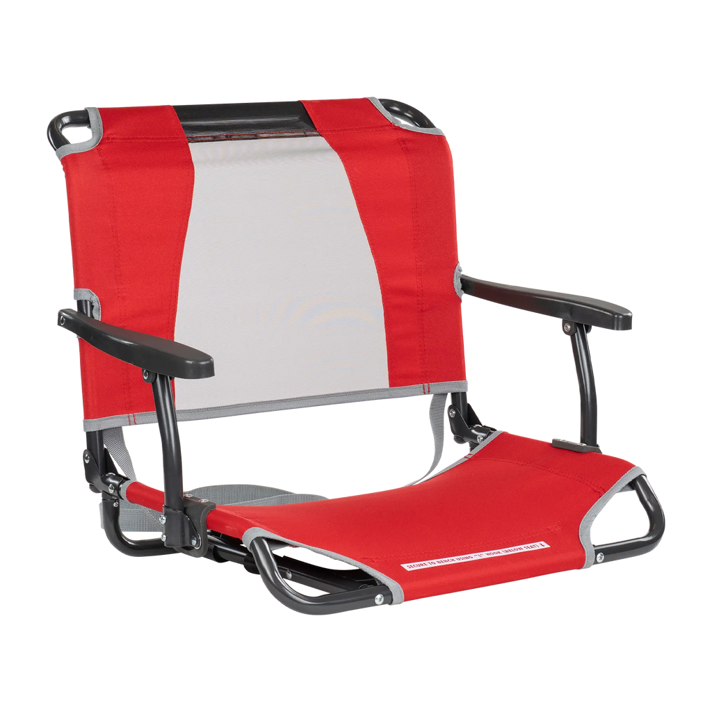 Ultra-Lightweight Big Comfort Stadium Chair with Armrests - Choice 465 - Bleacher-Friendly Stadium Chair with Back Support - Red