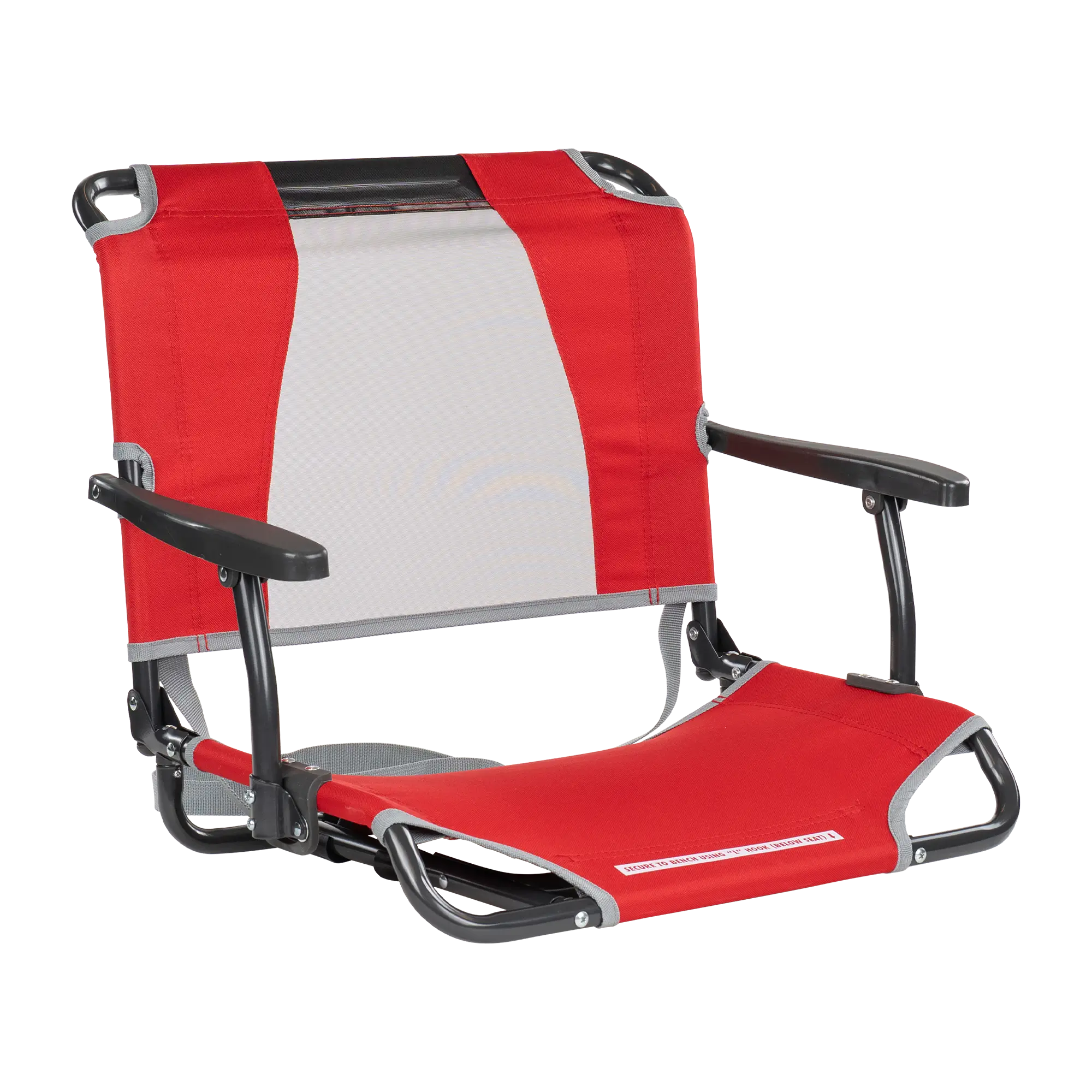 Ultra-Lightweight Big Comfort Stadium Chair with Armrests - Choice 465 - Bleacher-Friendly Stadium Chair with Back Support - Red