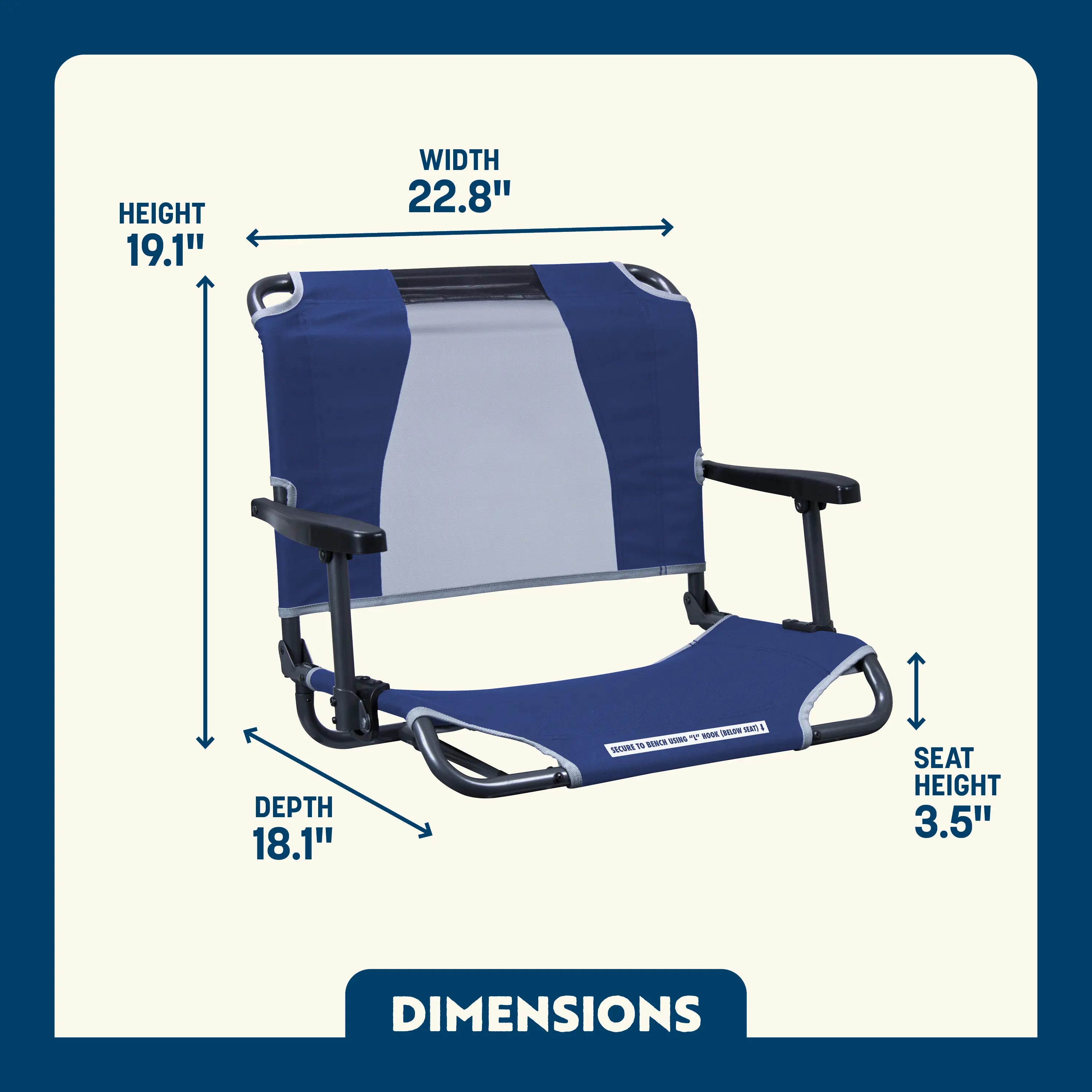 Ultra-Lightweight Big Comfort Stadium Chair with Armrests - Choice 465 - Bleacher-Friendly Stadium Chair with Back Support Detail