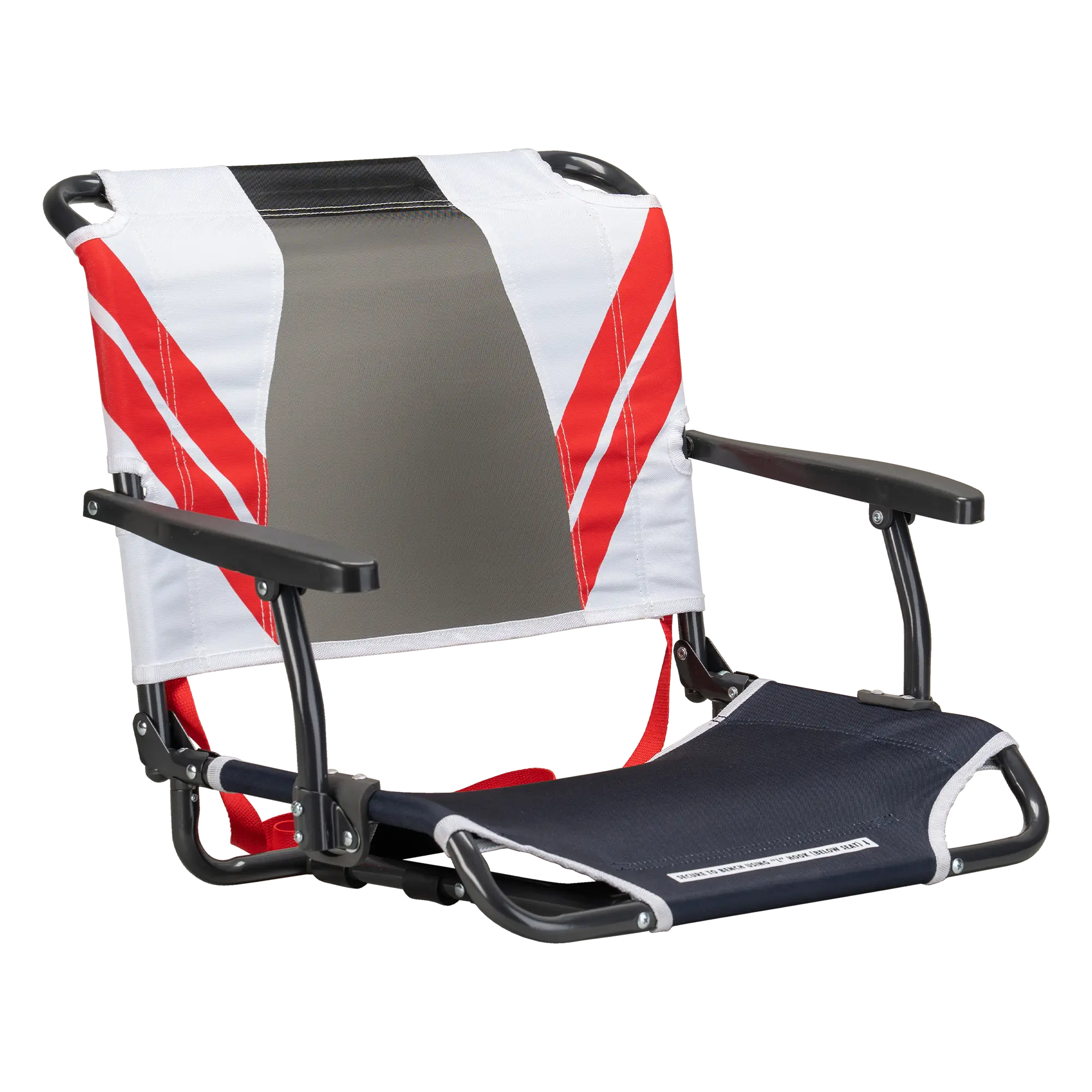 Ultra-Lightweight Big Comfort Stadium Chair with Armrests - Choice 465 - Bleacher-Friendly Stadium Chair with Back Support - Indigo/White/Red