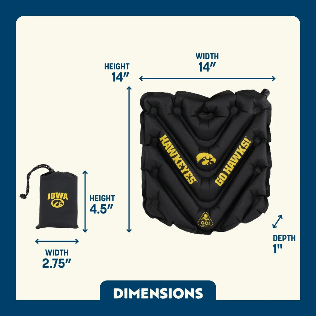 Secure-Hook College V Seat Inflatable Stadium Cushion - Iowa Hawkeyes - Choice 157 - Ergonomic Portable Stadium Seat for Sports Events Detail