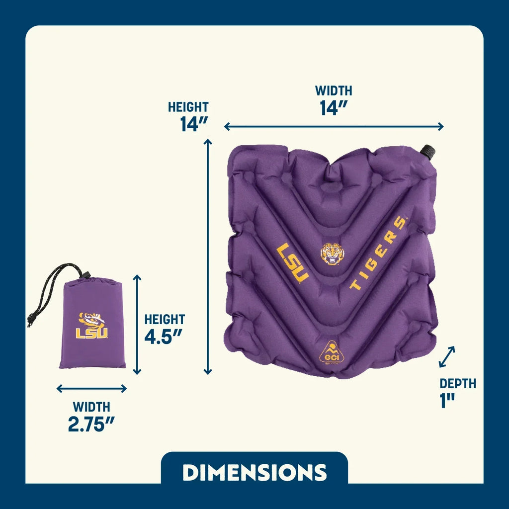 Bleacher-Friendly College V Seat Inflatable Stadium Cushion - LSU Tigers - Choice 762 - Bleacher-Friendly Stadium Chair with Back Support Detail
