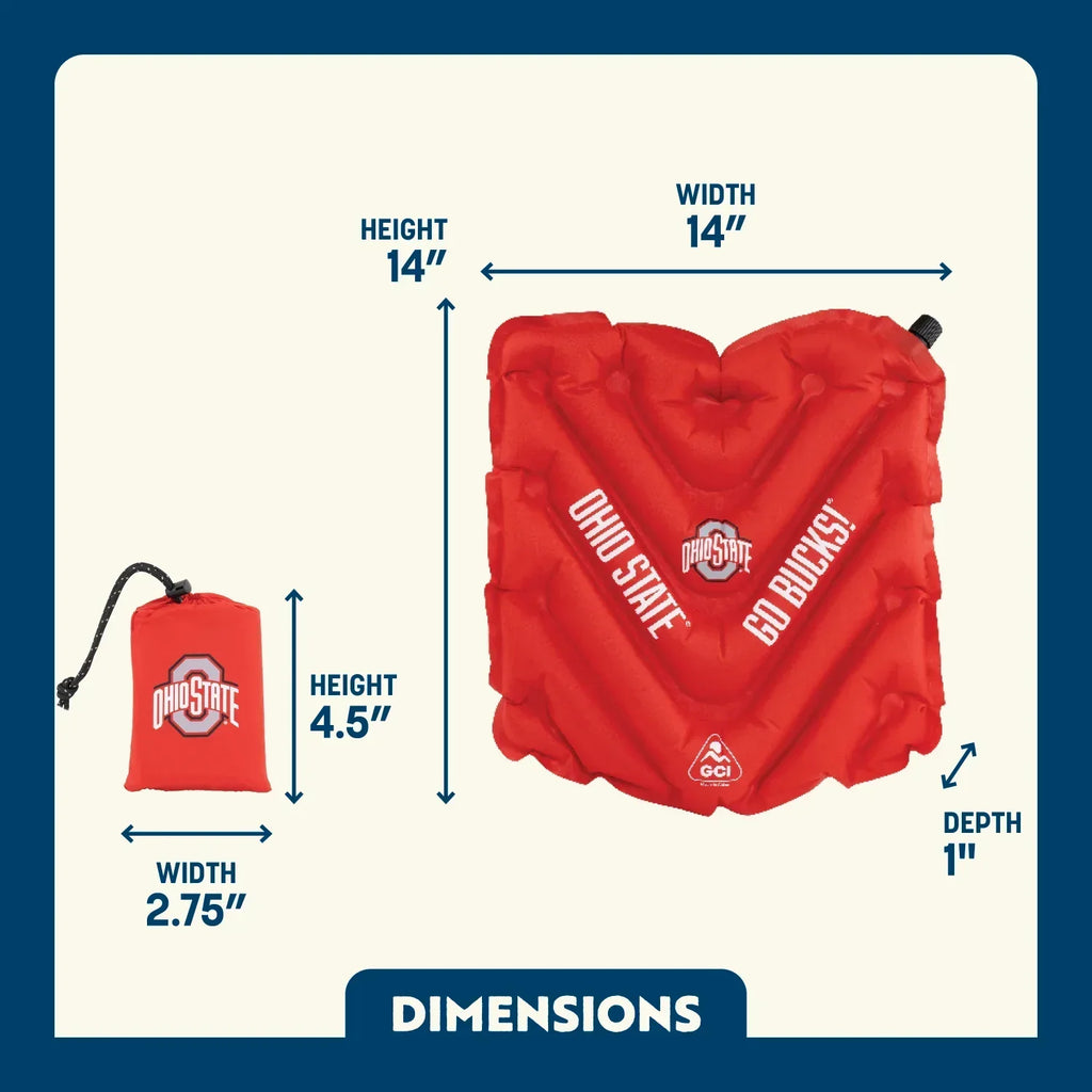 Ergonomic Back-Support College V Seat Inflatable Stadium Cushion - Ohio State Buckeyes - Choice 778 - Lightweight Folding Bleacher Chair with Cushioning Detail