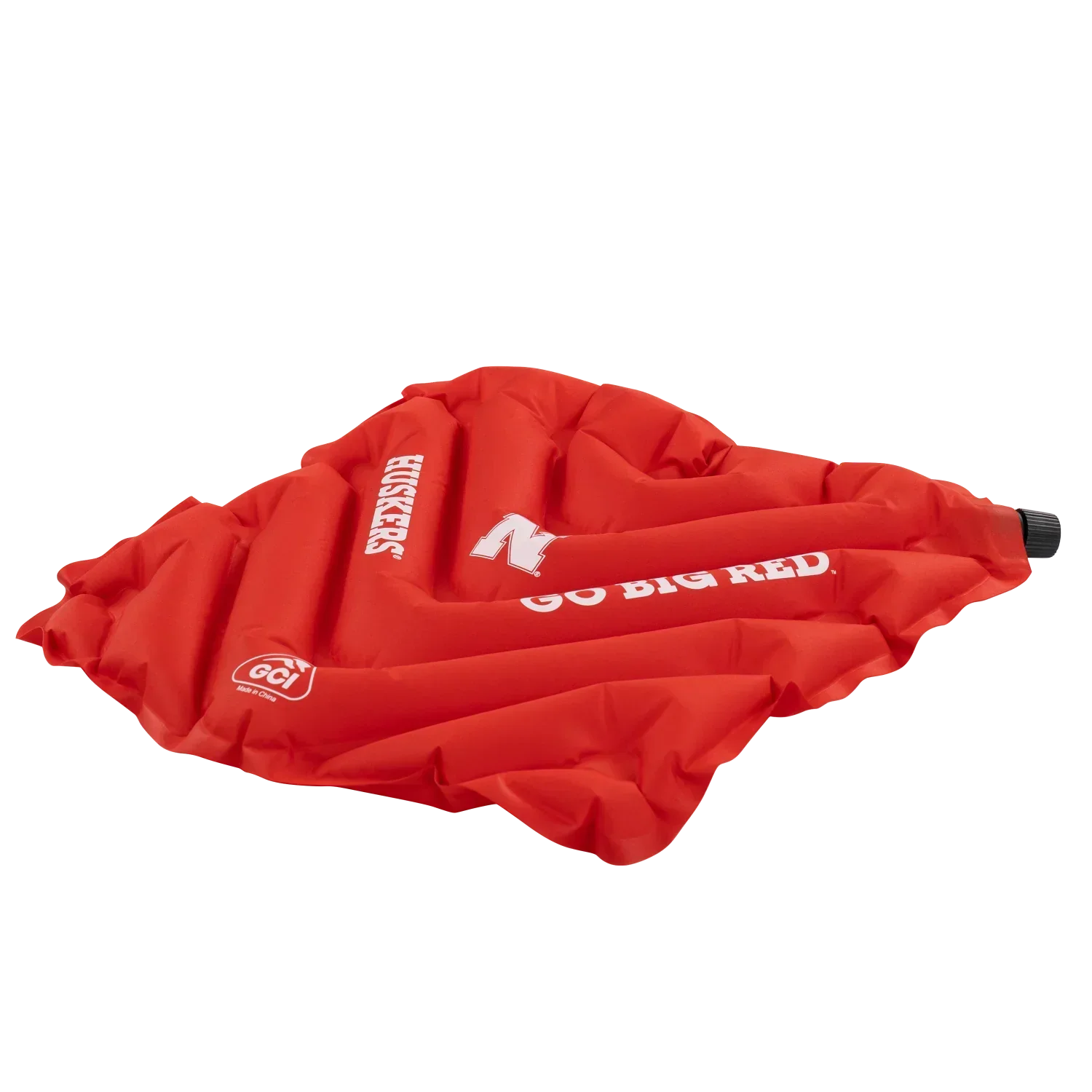 Secure-Hook College V Seat Inflatable Stadium Cushion - Nebraska Cornhuskers - Choice 277 - Grandstand Cushion Seat with Secure Under-Bench Hooks Detail