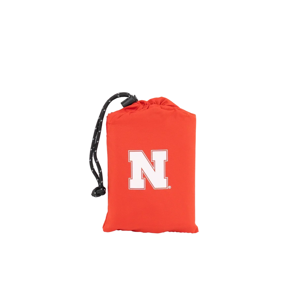 Secure-Hook College V Seat Inflatable Stadium Cushion - Nebraska Cornhuskers - Choice 277 - Grandstand Cushion Seat with Secure Under-Bench Hooks Detail
