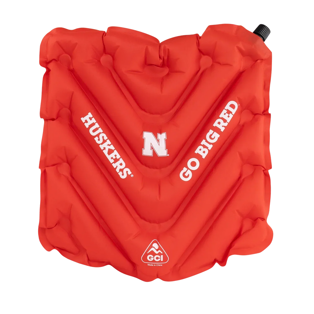 Secure-Hook College V Seat Inflatable Stadium Cushion - Nebraska Cornhuskers - Choice 277 - Grandstand Cushion Seat with Secure Under-Bench Hooks - Default Title