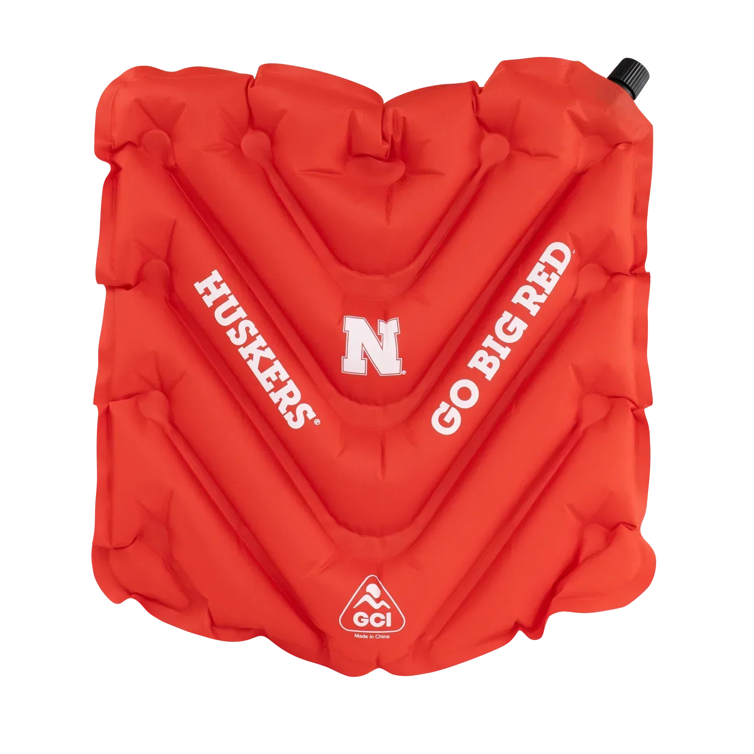 Secure-Hook College V Seat Inflatable Stadium Cushion - Nebraska Cornhuskers - Choice 277 - Grandstand Cushion Seat with Secure Under-Bench Hooks - Default Title