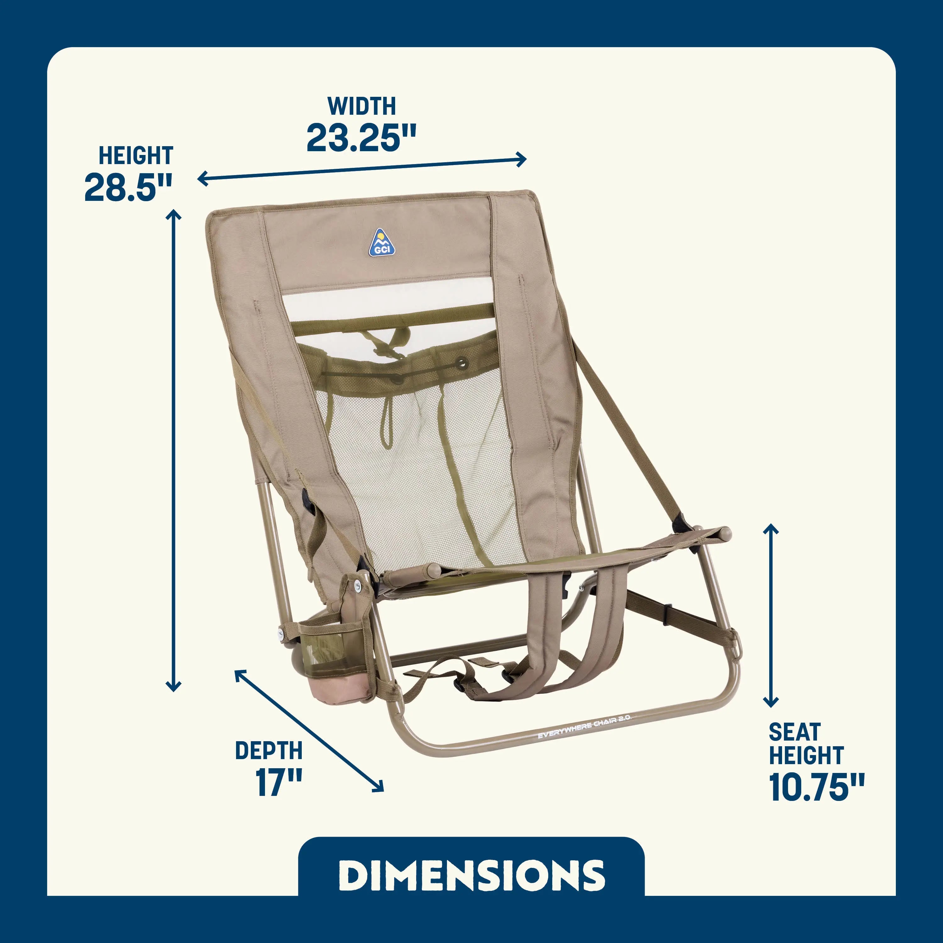 Reclining Beach Everywhere Chair 2 - Choice 656 - Portable Heavy-Duty Low Boy Chair for Ocean Side Detail