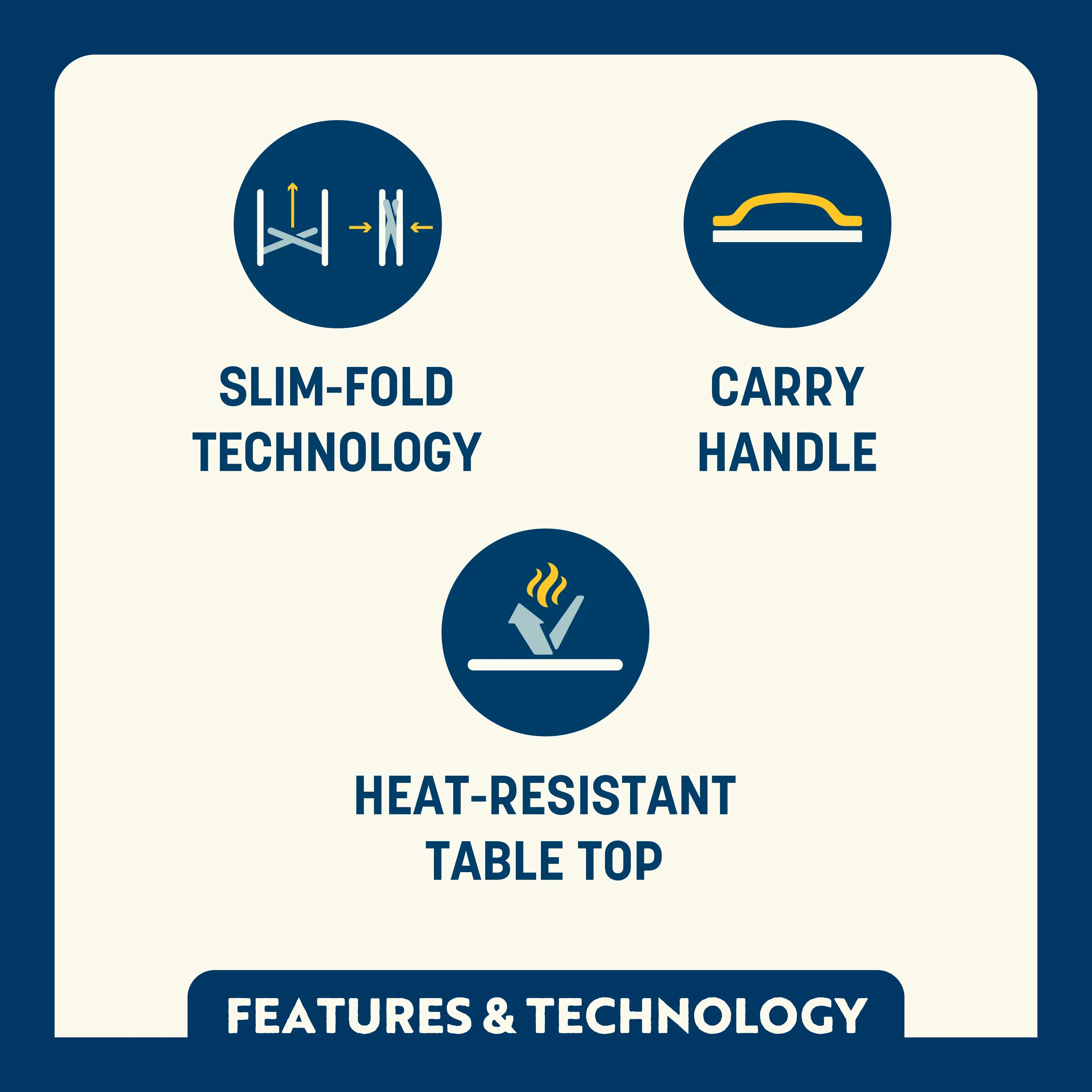 Heat-Resistant Slim-Fold Table XL - Choice 651 - Multi-Functional Heavy-Duty Grilling Table Counter Detail