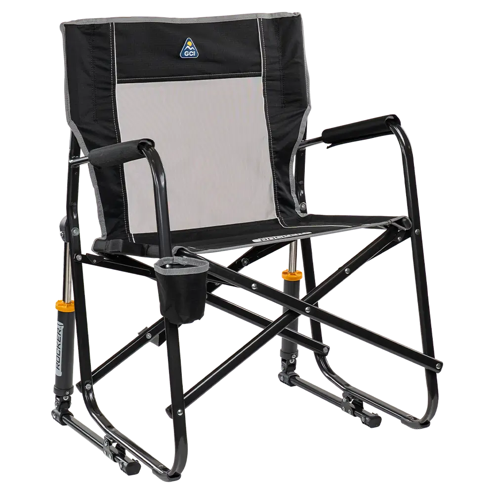 Patented Spring-Action Freestyle Rocker - Choice 711 - Freestyle Rocker Portable Outdoor Folding Chair - Black