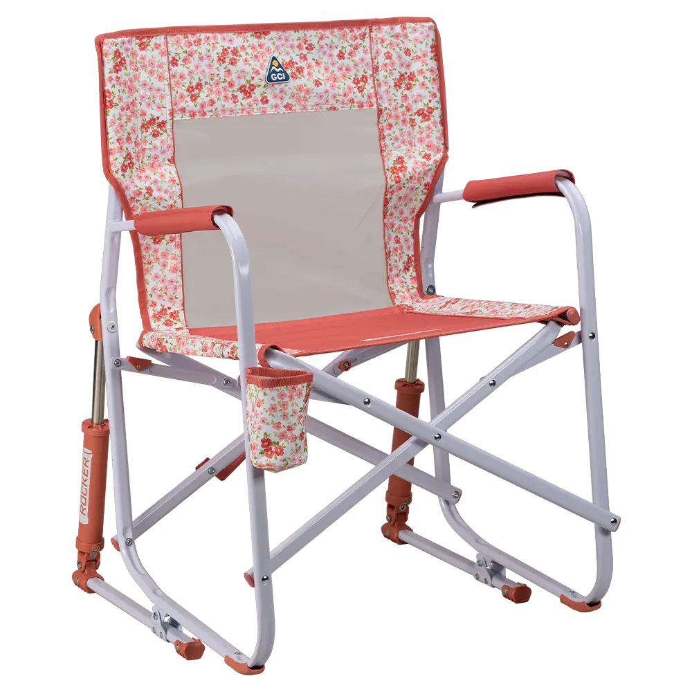 Patented Spring-Action Freestyle Rocker - Choice 711 - Freestyle Rocker Portable Outdoor Folding Chair - Pink Sundress