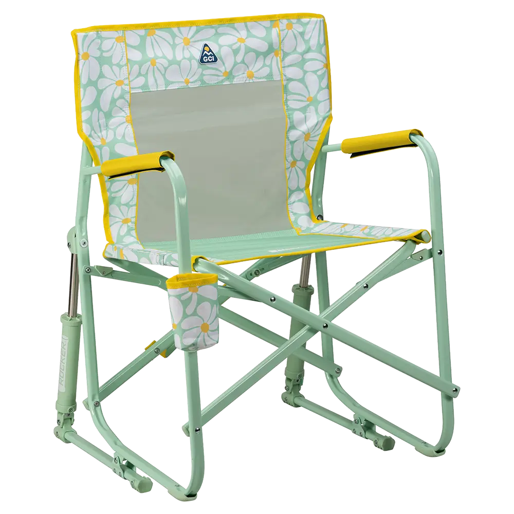 Patented Spring-Action Freestyle Rocker - Choice 711 - Freestyle Rocker Portable Outdoor Folding Chair - Green/Yellow