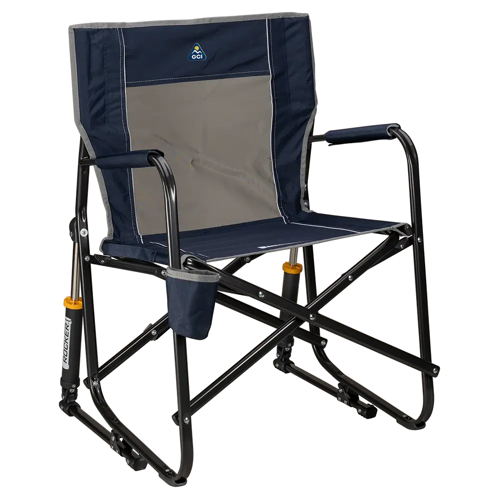 Patented Spring-Action Freestyle Rocker - Choice 711 - Freestyle Rocker Portable Outdoor Folding Chair - Indigo