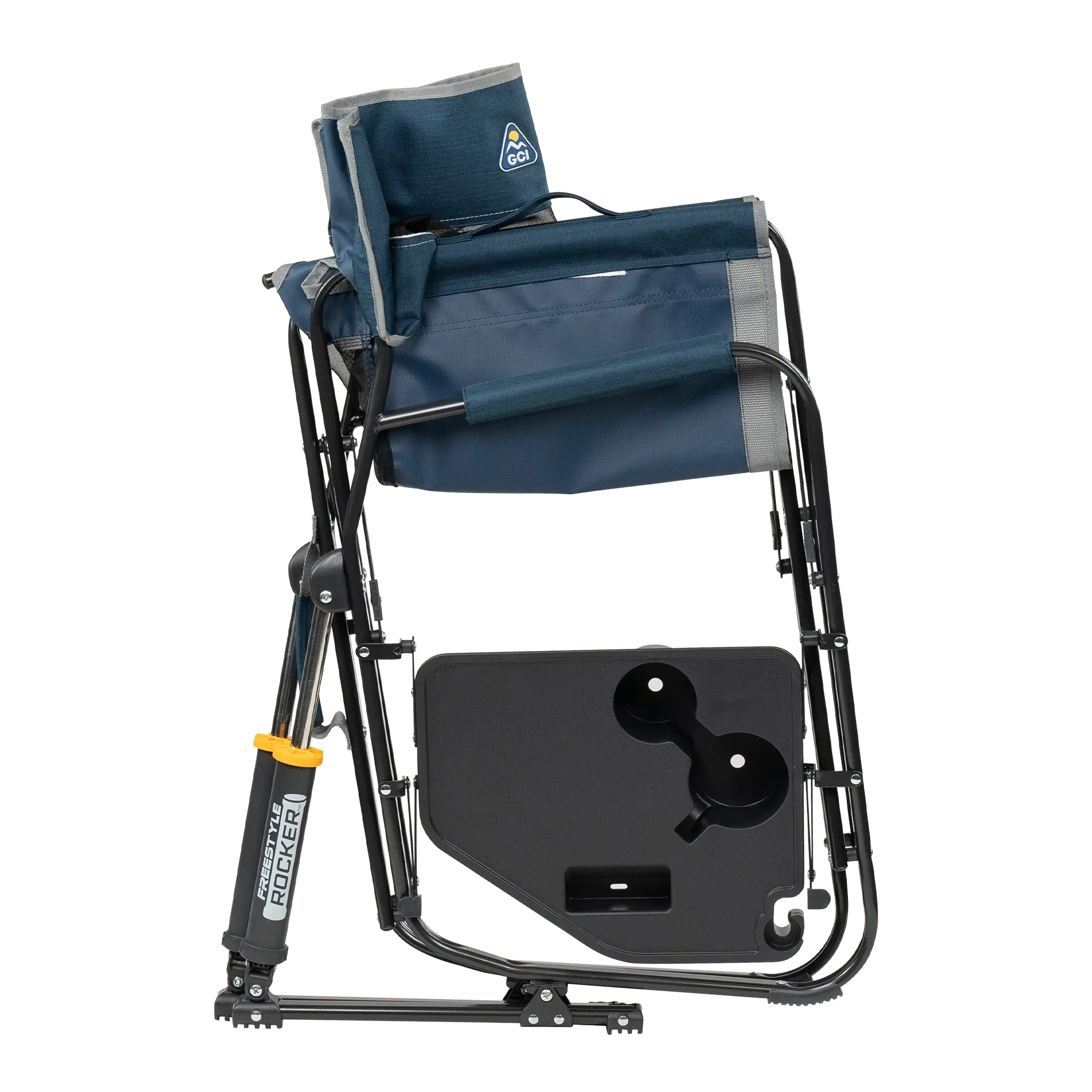 Premium All-Weather Freestyle Rocker with Side Table - Choice 853 - Heavy-Duty Kickback Rocker with Beverage Holder Detail