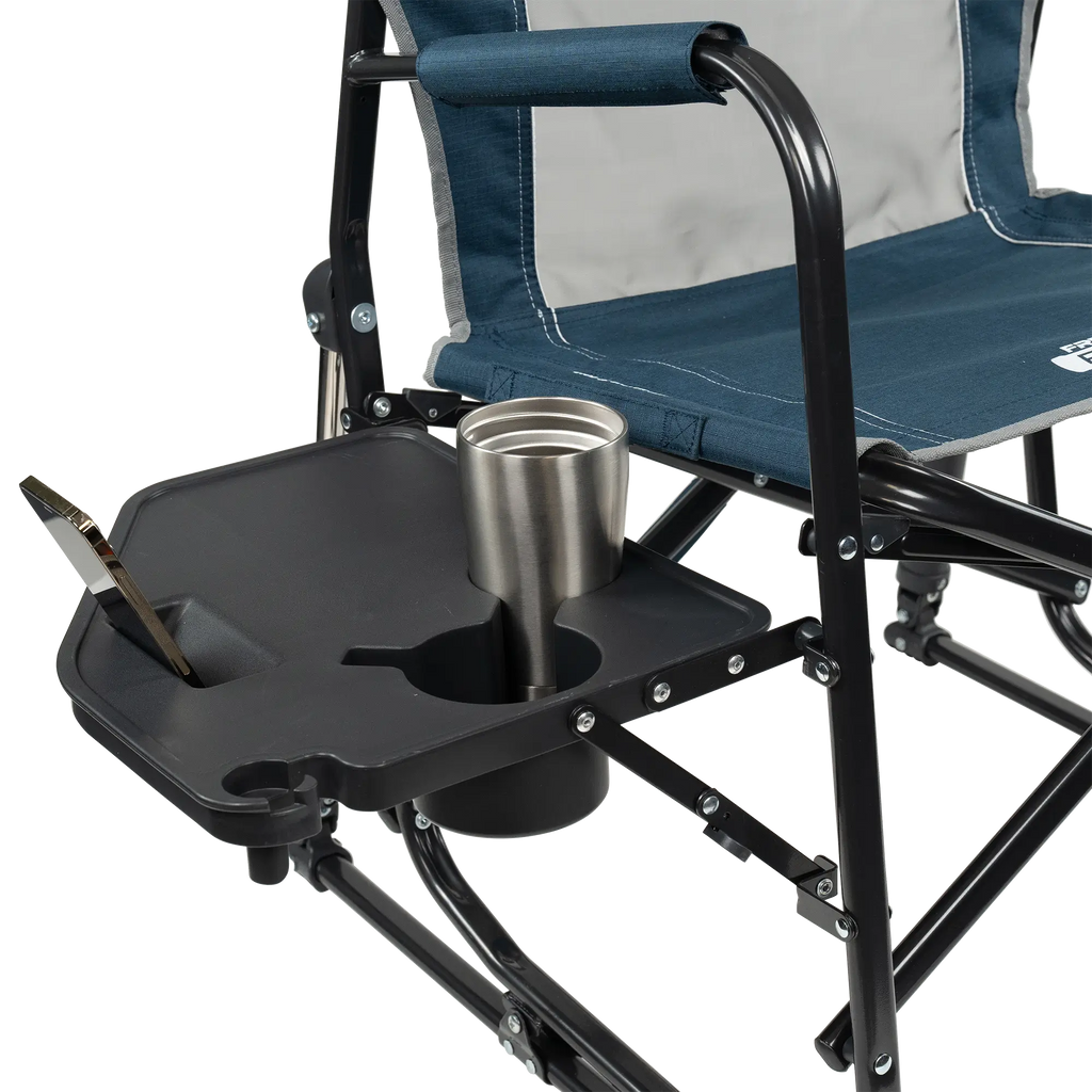 Premium All-Weather Freestyle Rocker with Side Table - Choice 853 - Heavy-Duty Kickback Rocker with Beverage Holder Detail