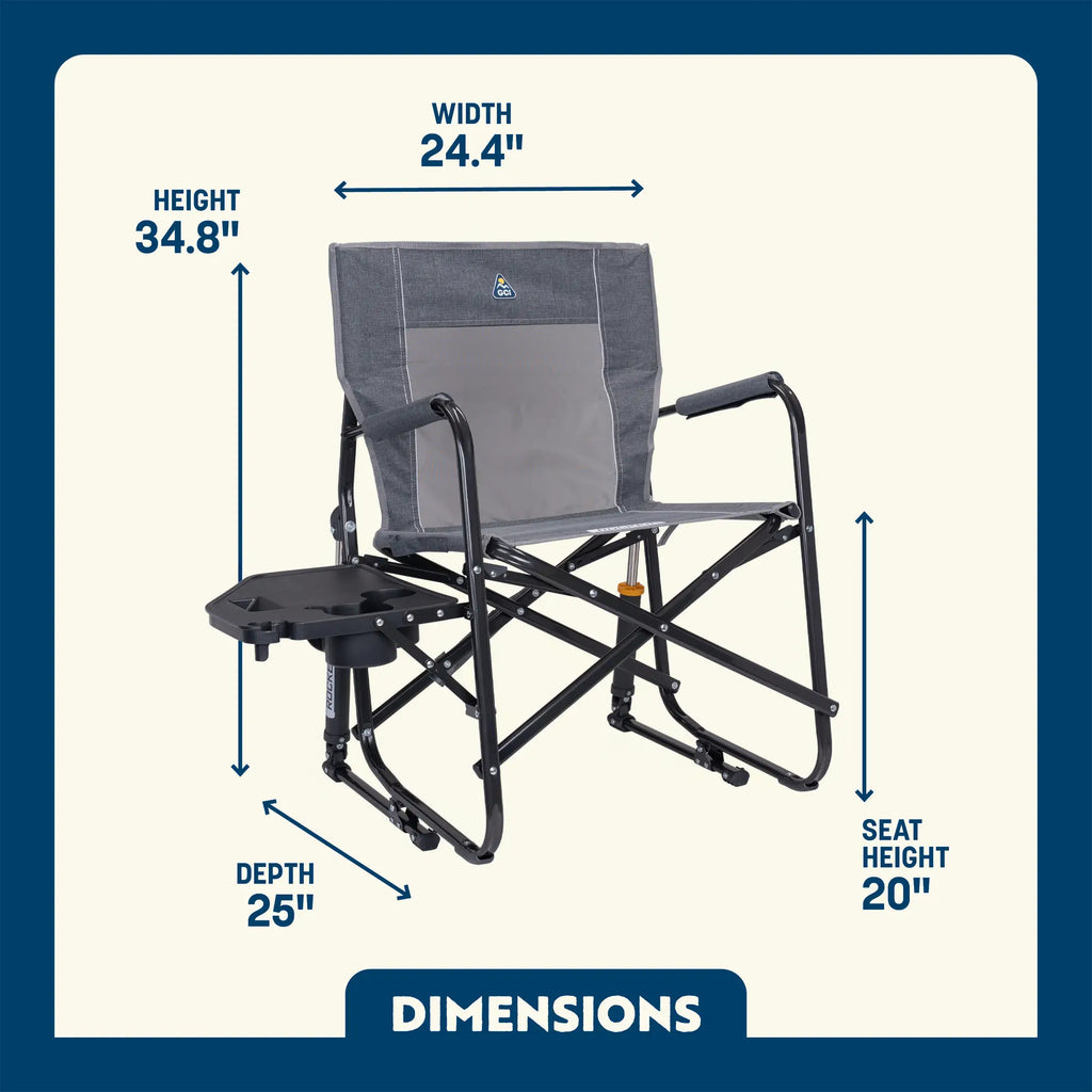 Premium All-Weather Freestyle Rocker with Side Table - Choice 853 - Heavy-Duty Kickback Rocker with Beverage Holder Detail