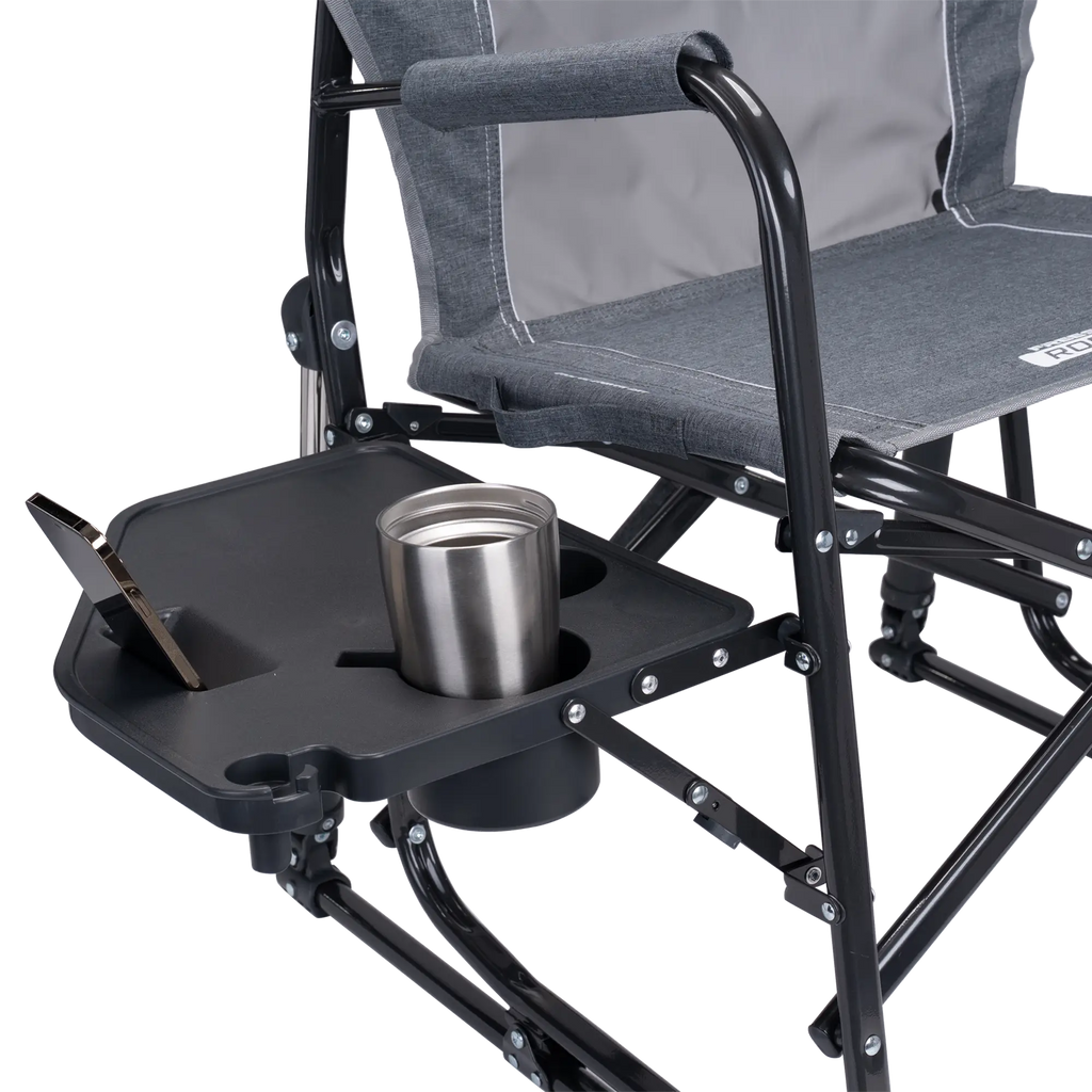 Premium All-Weather Freestyle Rocker with Side Table - Choice 853 - Heavy-Duty Kickback Rocker with Beverage Holder Detail