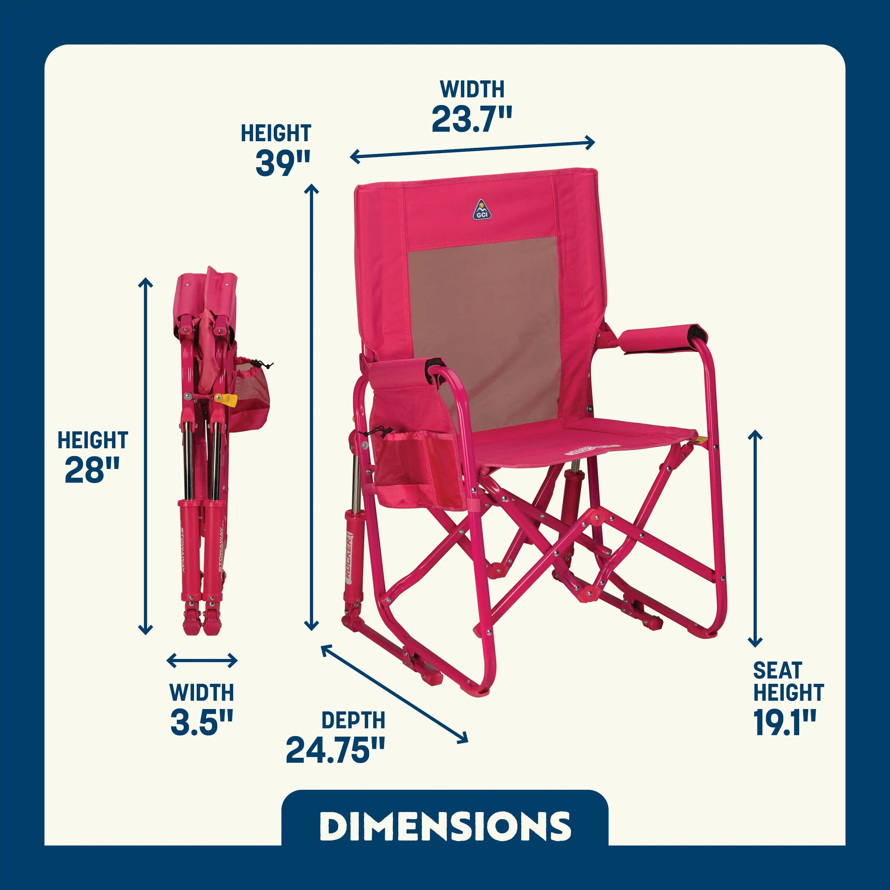 Smooth Motion Stowaway Rocker - Choice 794 - Patented Spring-Action Rocking Chair for Camping Detail