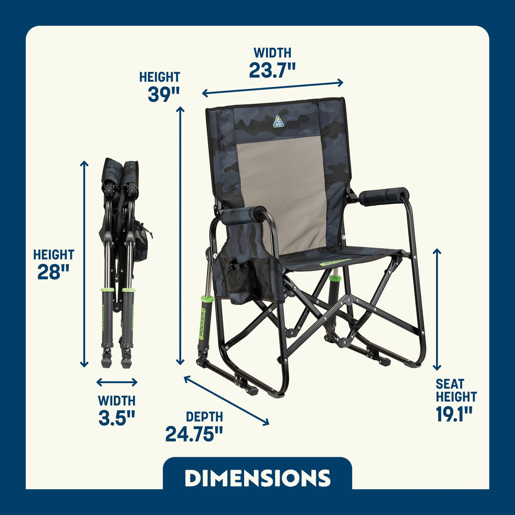 Smooth Motion Stowaway Rocker - Choice 794 - Patented Spring-Action Rocking Chair for Camping Detail