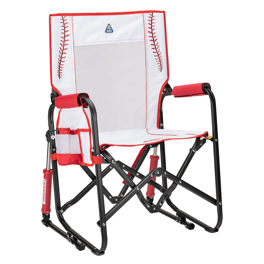 Smooth Motion Stowaway Rocker - Choice 794 - Patented Spring-Action Rocking Chair for Camping - Baseball