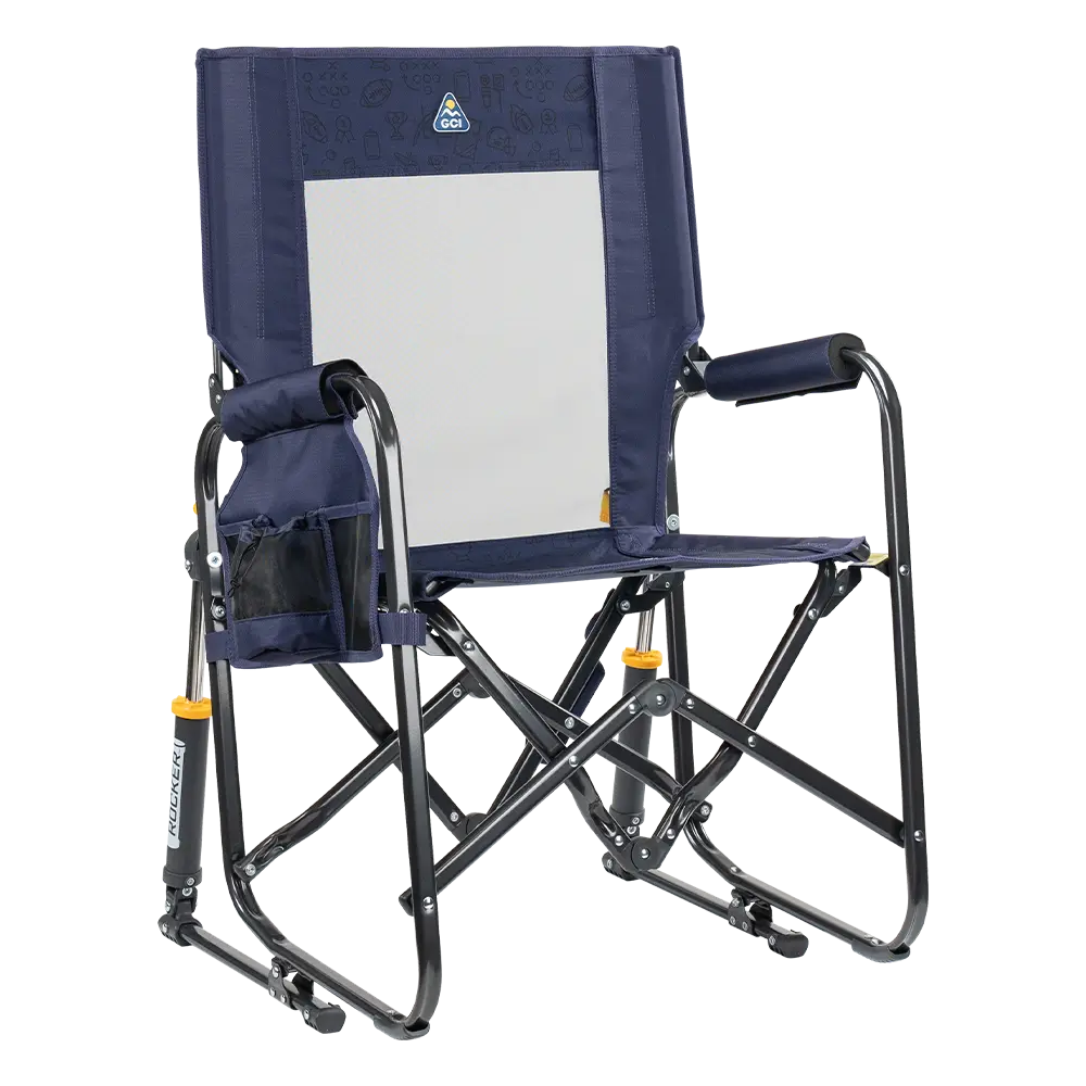 Smooth Motion Stowaway Rocker - Choice 794 - Patented Spring-Action Rocking Chair for Camping - Tailgater Rich Blue