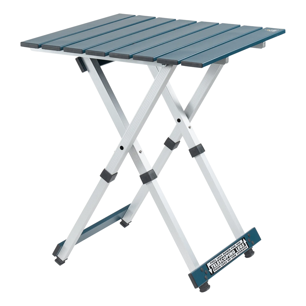 Slim-Fold Compact Camp Table 20 - Choice 513 - Slim-Fold Outdoor Cook Station with Storage Shelves - Teal