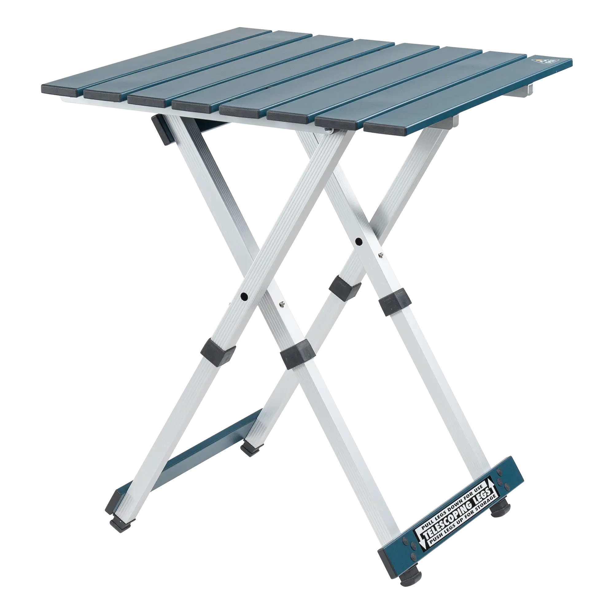 Slim-Fold Compact Camp Table 20 - Choice 513 - Slim-Fold Outdoor Cook Station with Storage Shelves - Teal