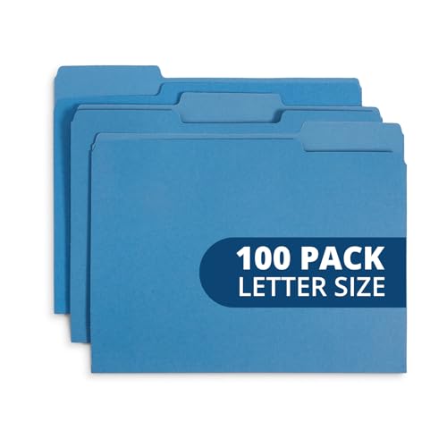 File Folder, 1/3 Cut Tab, Letter Size, Blue, Great for Essentials