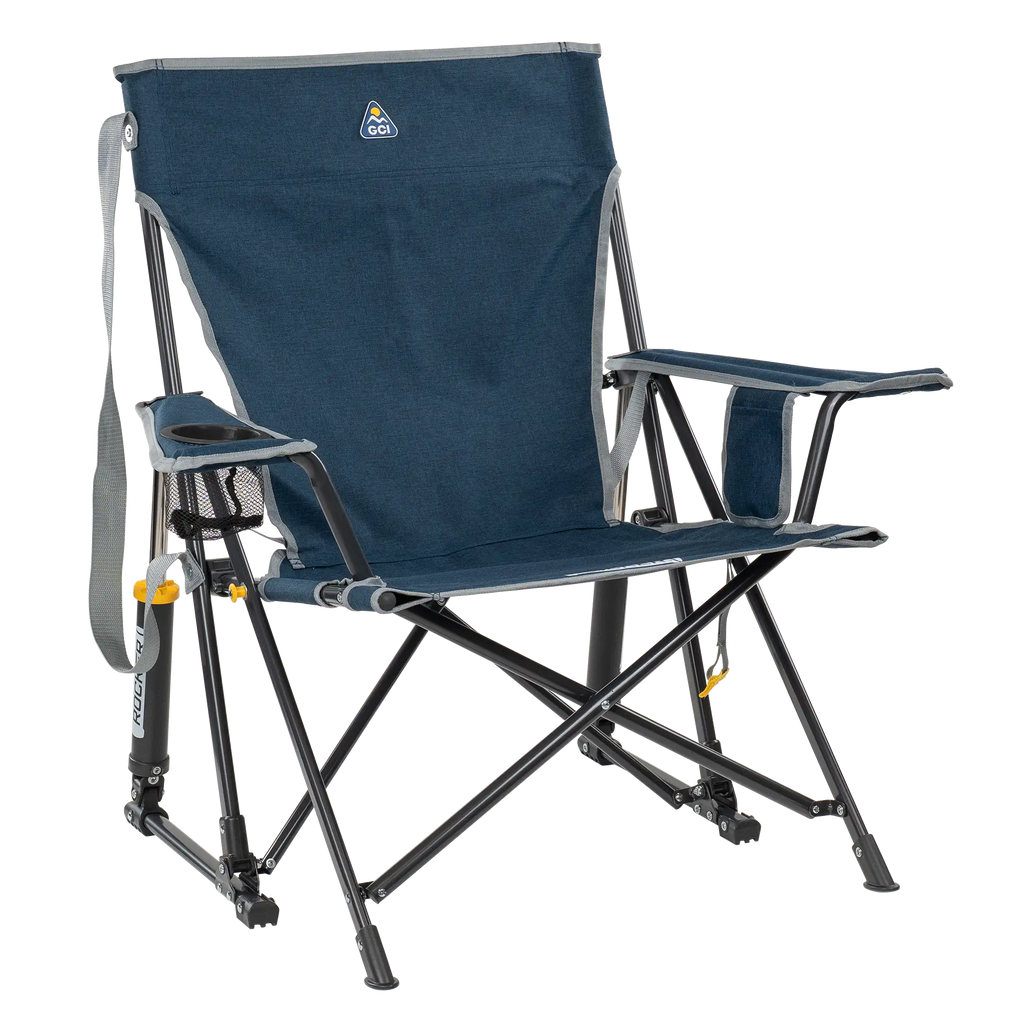 Smooth Motion Kickback Rocker - Choice 345 - Freestyle Rocker Portable Outdoor Folding Chair - Heathered Indigo