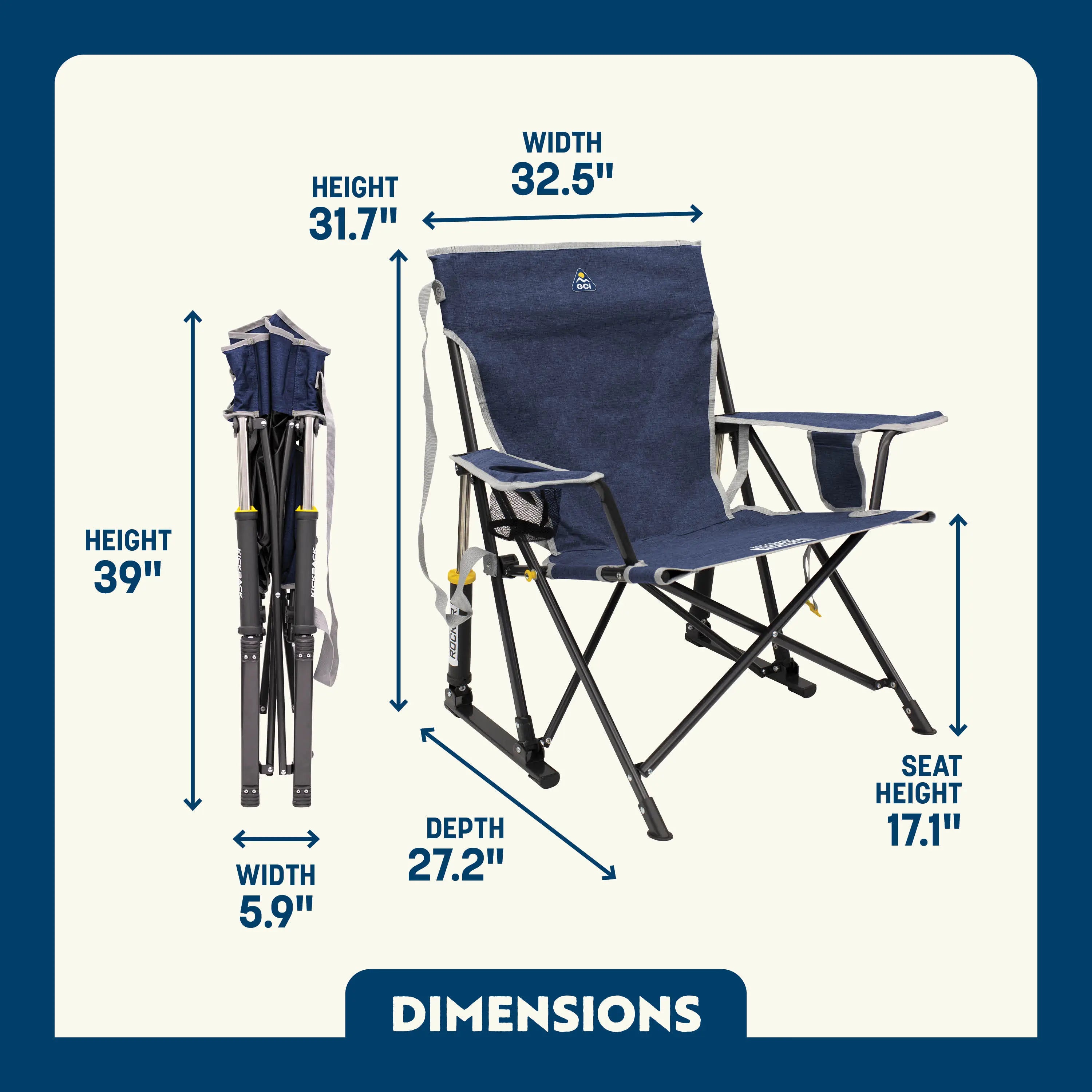 Smooth Motion Kickback Rocker - Choice 345 - Freestyle Rocker Portable Outdoor Folding Chair Detail