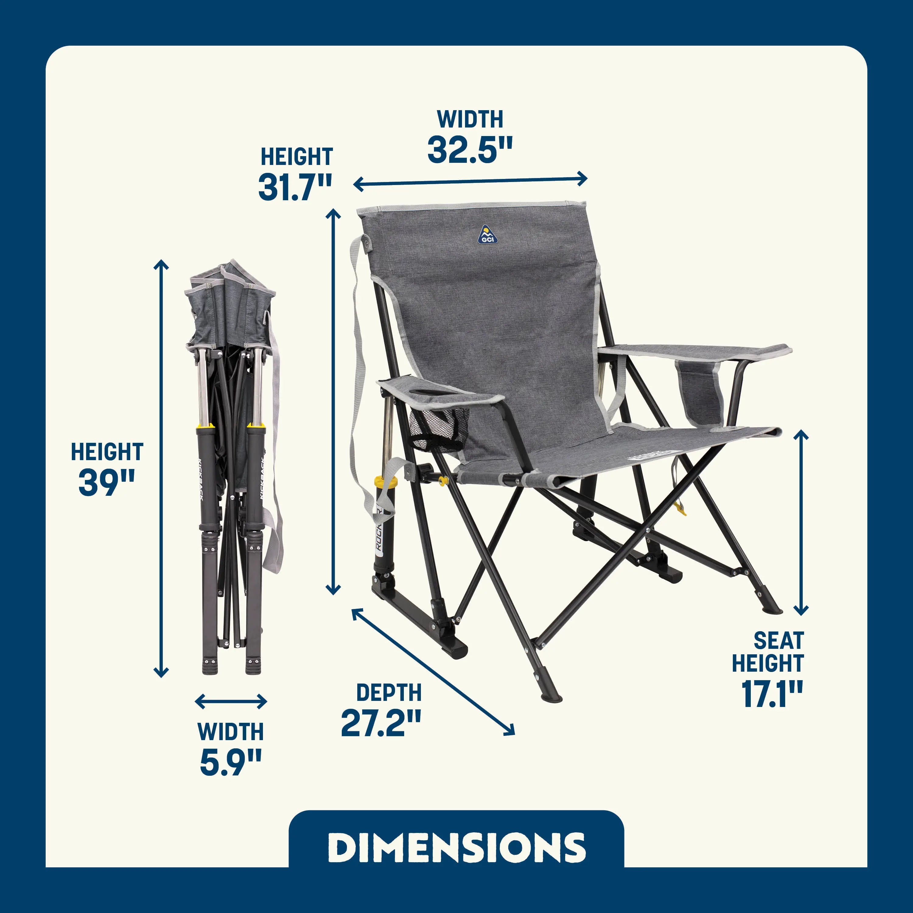 Smooth Motion Kickback Rocker - Choice 345 - Freestyle Rocker Portable Outdoor Folding Chair Detail