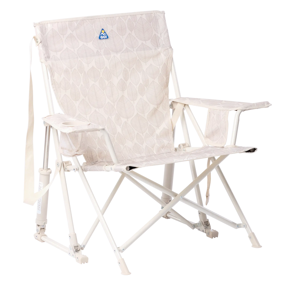 Smooth Motion Kickback Rocker - Choice 345 - Freestyle Rocker Portable Outdoor Folding Chair - Soft Neutral Leaf