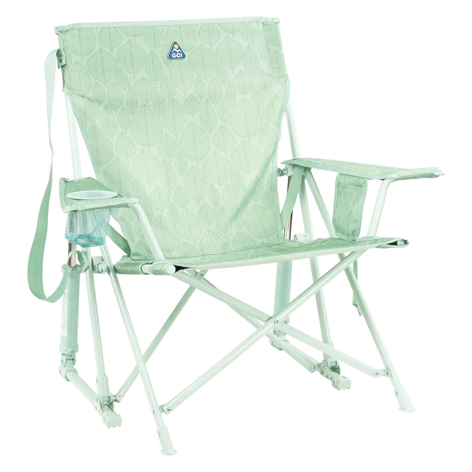 Smooth Motion Kickback Rocker - Choice 345 - Freestyle Rocker Portable Outdoor Folding Chair - Pastel Green Leaf