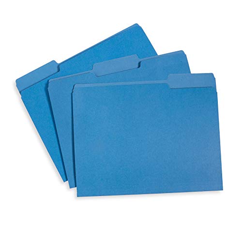 File Folder, 1/3 Cut Tab, Letter Size, Blue, Great for Essentials