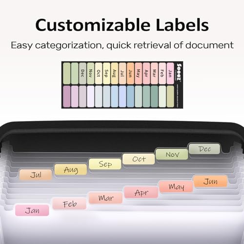 Minimalist Sooez 13 Pocket Accordion File Organizer, Zipper Essentials
