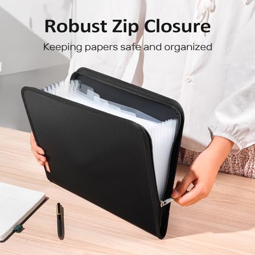 Minimalist Sooez 13 Pocket Accordion File Organizer, Zipper Essentials