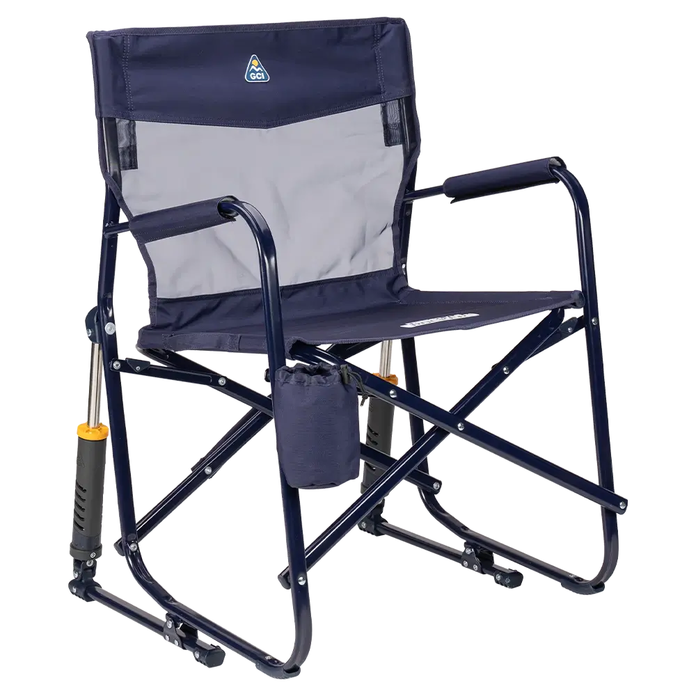 Smooth Motion Freestyle Rocker Elite - Choice 460 - Patented Spring-Action Rocking Chair for Camping - Rich Blue