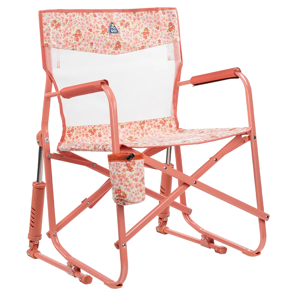 Smooth Motion Freestyle Rocker Elite - Choice 460 - Patented Spring-Action Rocking Chair for Camping - Pink Sundress