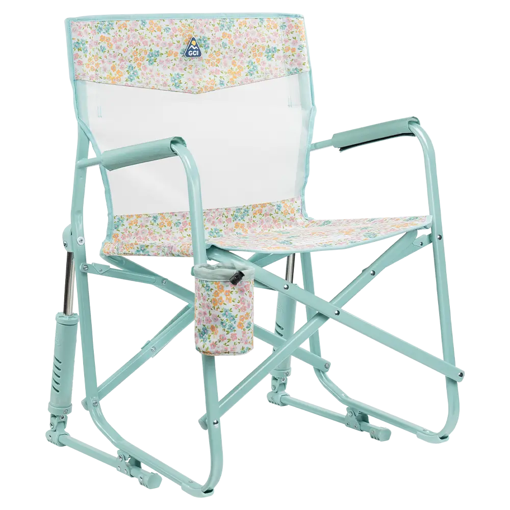 Smooth Motion Freestyle Rocker Elite - Choice 460 - Patented Spring-Action Rocking Chair for Camping - Teal Sundress