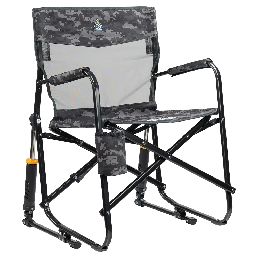 Smooth Motion Freestyle Rocker Elite - Choice 460 - Patented Spring-Action Rocking Chair for Camping - Cool Gray Camo