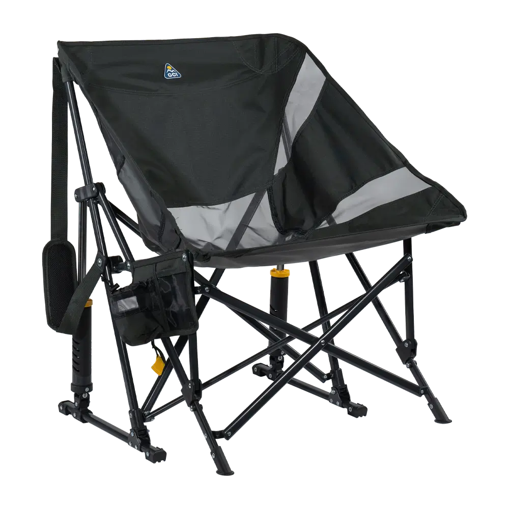 Luxury Camp Pod Rocker Elite - Choice 832 - Patented Spring-Action Rocking Chair for Camping - Dark Charcoal