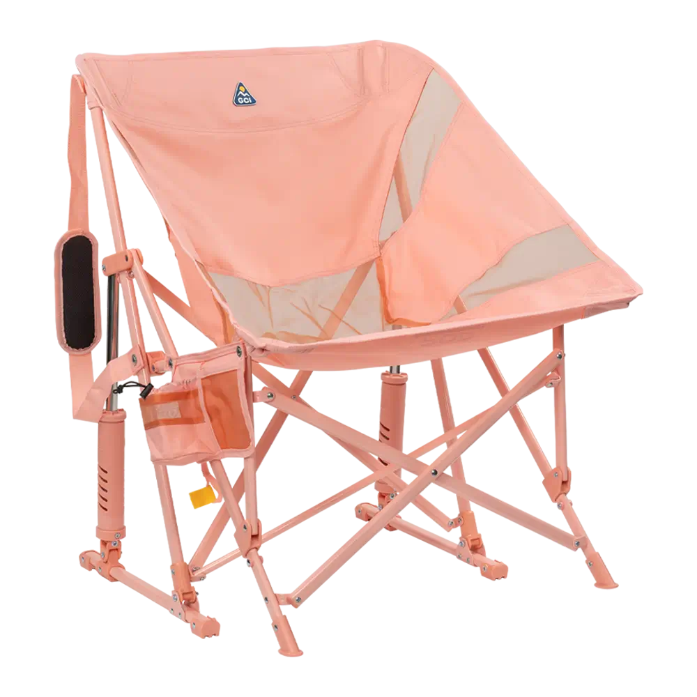 Luxury Camp Pod Rocker Elite - Choice 832 - Patented Spring-Action Rocking Chair for Camping - Soft Pink