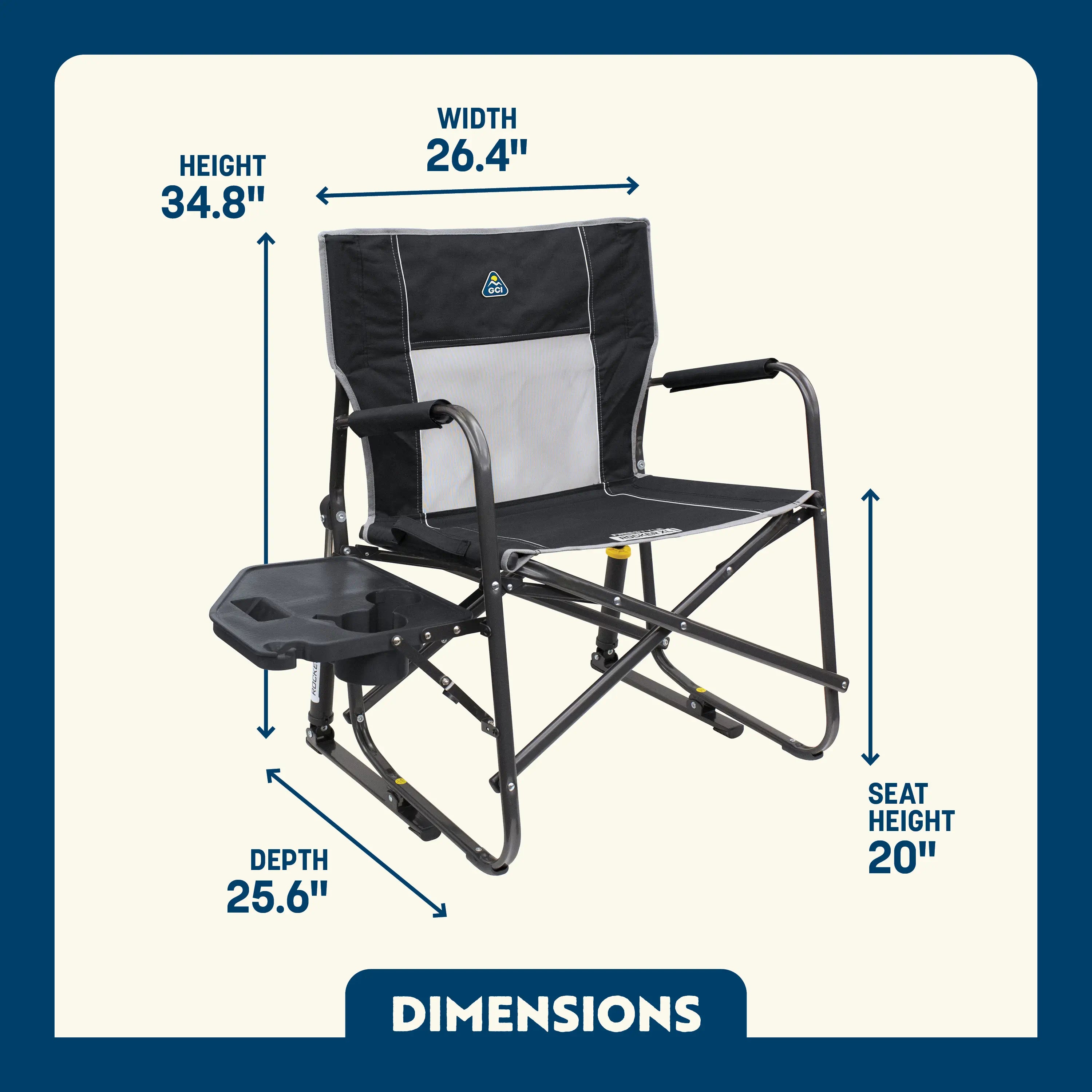 Premium All-Weather Freestyle Rocker XL with Side Table - Choice 836 - Heavy-Duty Kickback Rocker with Beverage Holder Detail