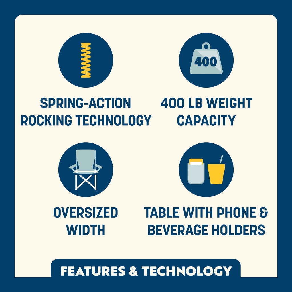Premium All-Weather Freestyle Rocker XL with Side Table - Choice 836 - Heavy-Duty Kickback Rocker with Beverage Holder Detail