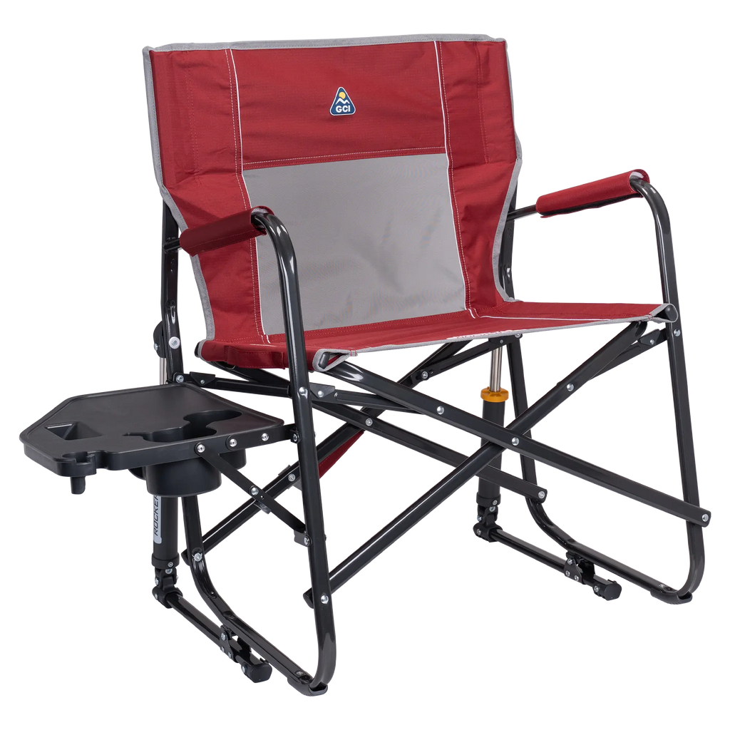 Premium All-Weather Freestyle Rocker XL with Side Table - Choice 836 - Heavy-Duty Kickback Rocker with Beverage Holder - Cinnamon