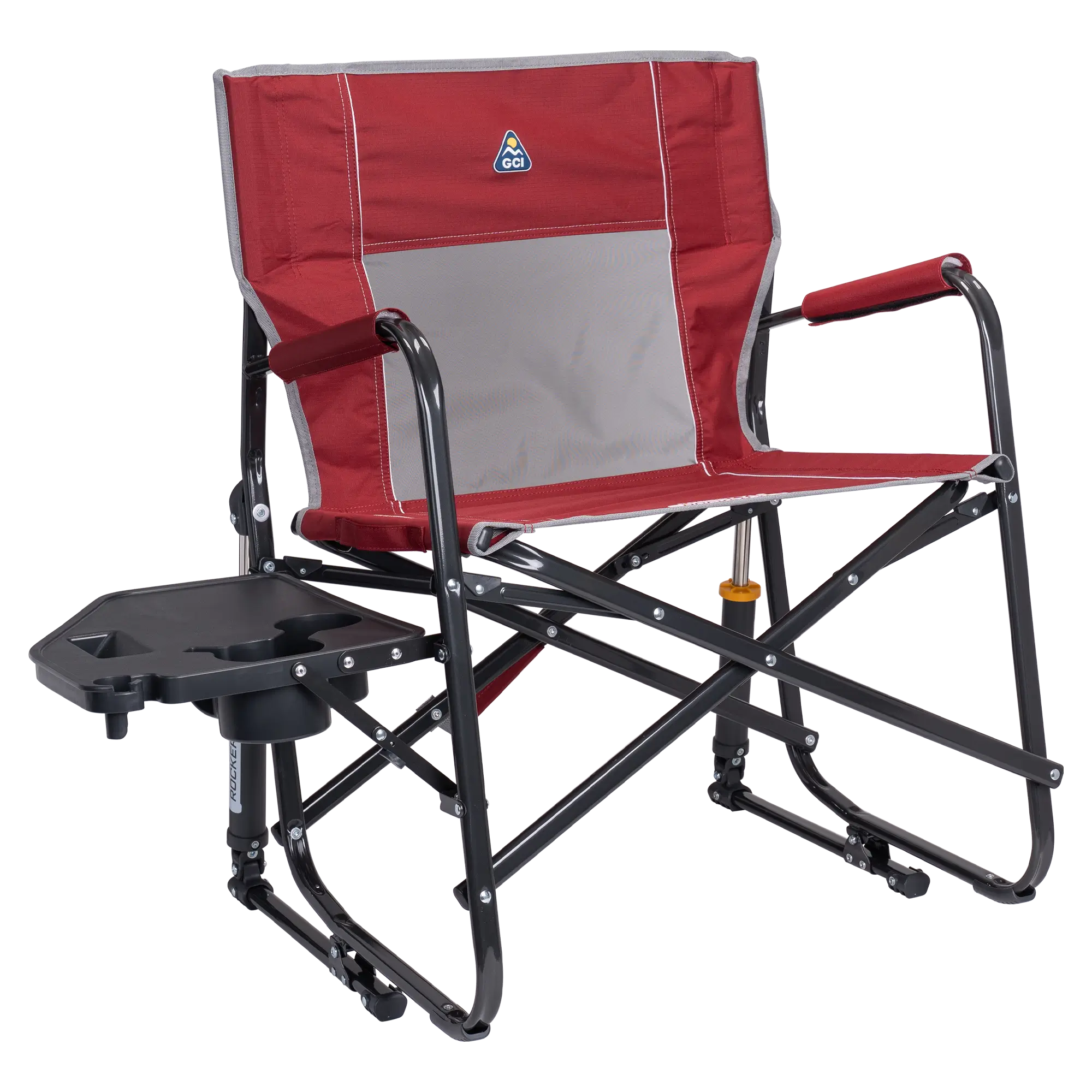 Premium All-Weather Freestyle Rocker XL with Side Table - Choice 836 - Heavy-Duty Kickback Rocker with Beverage Holder - Cinnamon