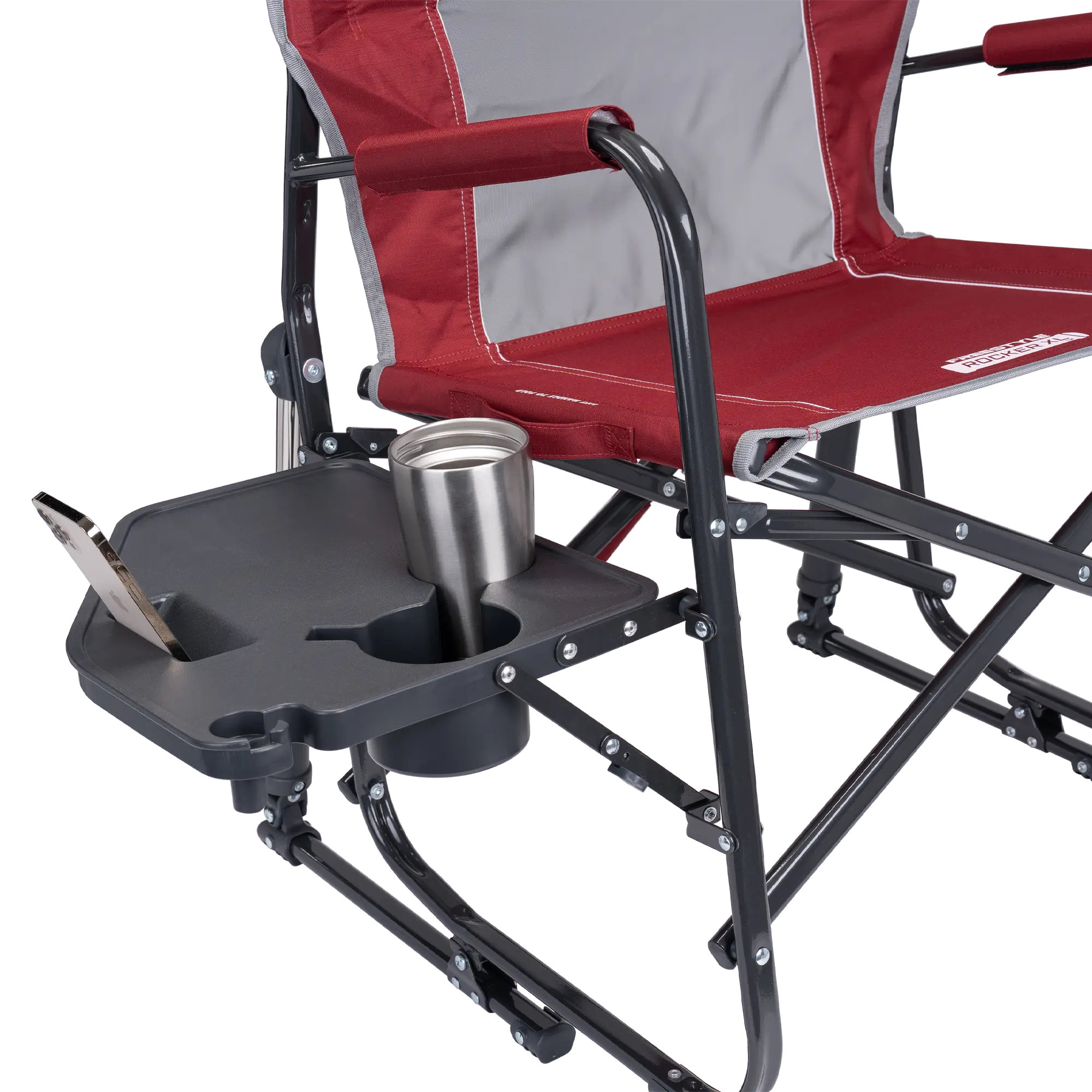 Premium All-Weather Freestyle Rocker XL with Side Table - Choice 836 - Heavy-Duty Kickback Rocker with Beverage Holder Detail