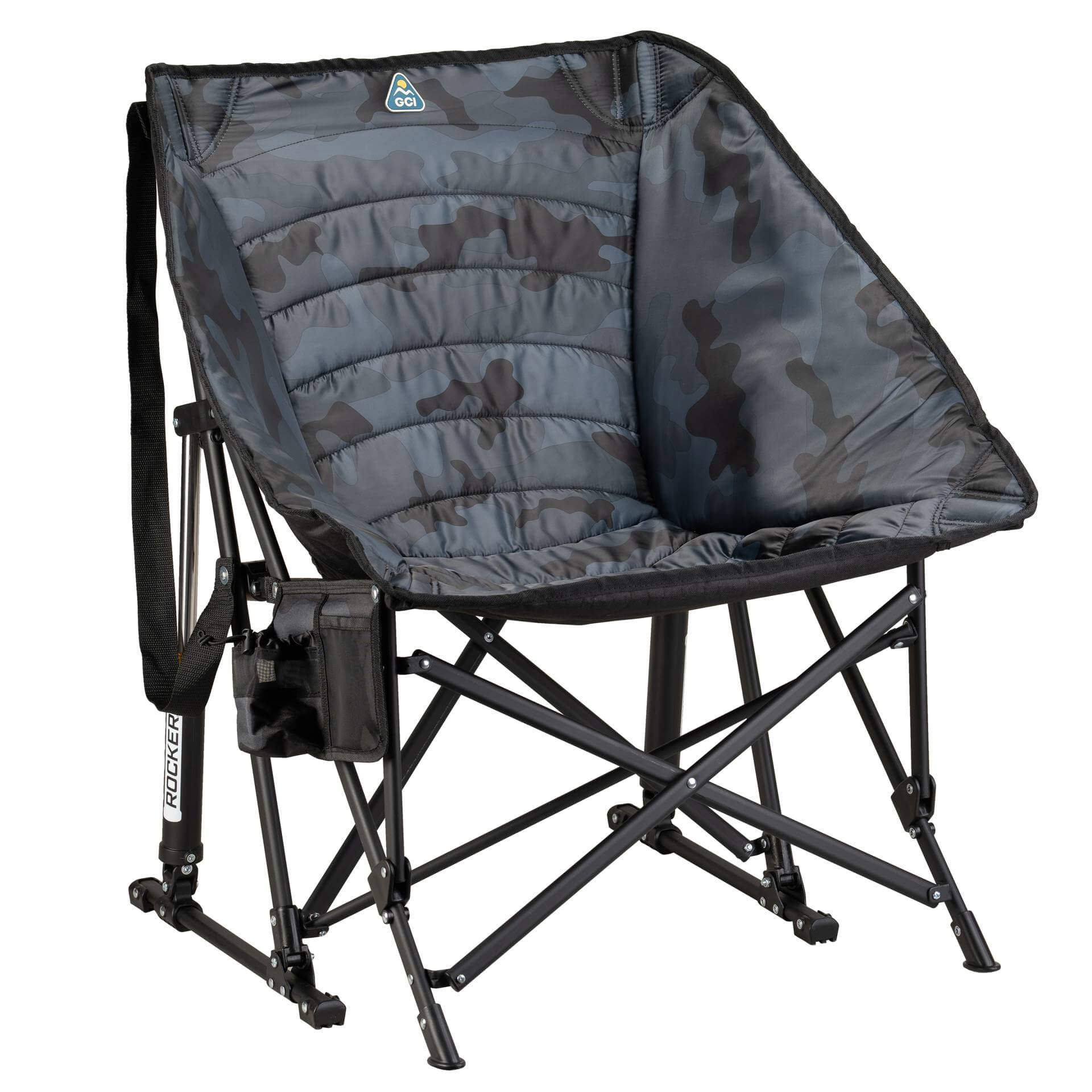 Heavy-Duty Freestyle Puff Rocker - Choice 731 - RoadTrip Rocker Smooth Motion Camp Chair - Stealth Camo